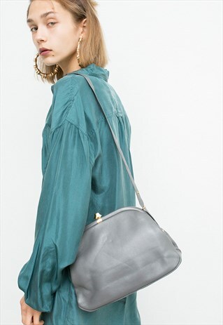 VINTAGE BAG GREY MEDIUM SHOULDER RETRO FESTIVAL FAUX LEATHER