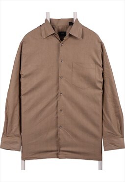 Boss 90's Long Sleeve Button Up Shirt Large Brown