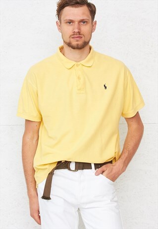 90S VINTAGE YELLOW POLO RALPH LAUREN SHORT SLEEVE POLO SHIRT