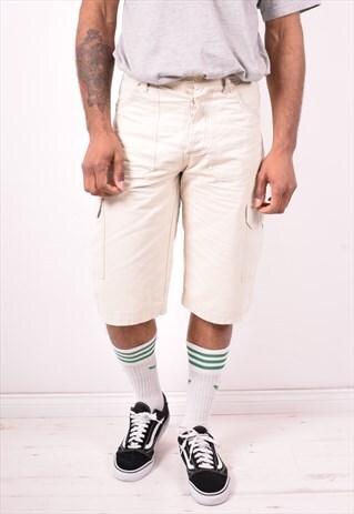 TOMMY HILFIGER MENS VINTAGE CARGO SHORTS W30 GREY 90S