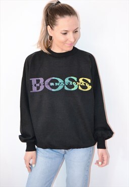 Vintage 80s HUGO BOSS Spell Out Designer Sweatshirt
