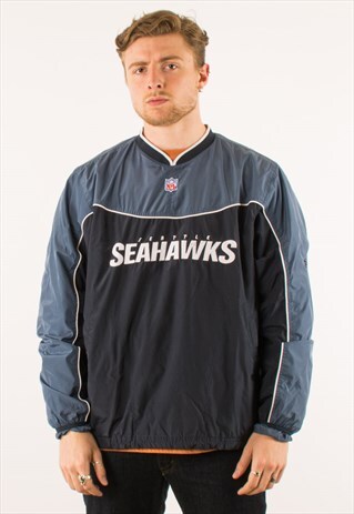 VINTAGE NFL SEATTLE SEAHAWKS TEAM ANORAK PULLOVER WINDBREAKE