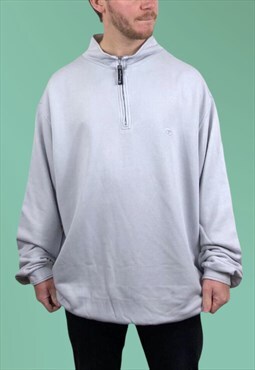 Vintage Sweatshirt Vintage Quarter Zip Sweatshirt Blue XXL