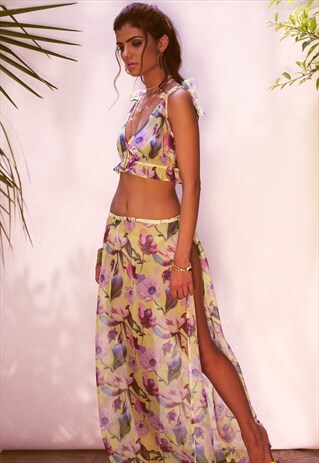 FLORAL PRINT MAXI SKIRT