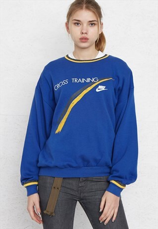 VINTAGE BLUE NIKE CREW NECK PULLOVER SWEATSHIRT