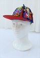 90S VINTAGE RED RAINBOW EMBROIDERED CAP HAT