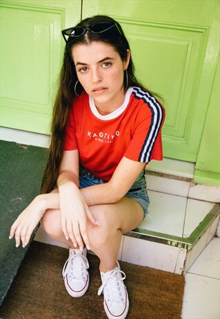 RED BASIC KAOTIKO T-SHIRT WITH BANDS