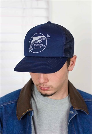 VINTAGE DOLPHIN TRUCKER CAP LOGO 90S ONE SIZE 2.2