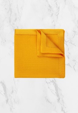 Marigold Yellow Polyester Knitted Pocket Square