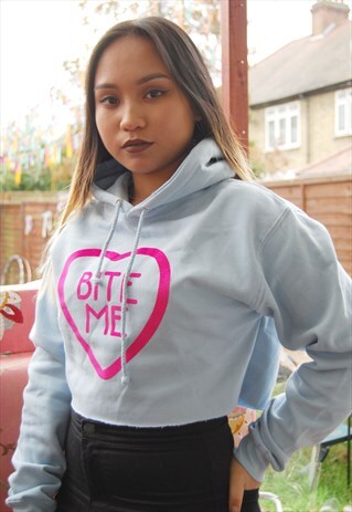 'BITE ME' VALENTINES DAY CROPPED HOODIE (LOVE COLLECTION)