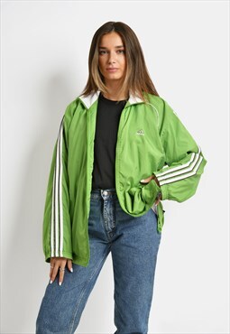 ADIDAS vintage green shell jacket women Y2K 00s windbreaker