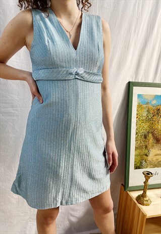 VINTAGE 50S MOD REVIVAL SHIMMER EGSHELL BLUE MINI DRESS