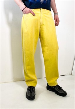 Vintage 90s yellow baggy jeans 
