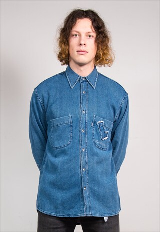 VINTAGE 90'S LEVI'S BLUE THICK COTTON SHIRT
