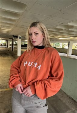 Vintage 90s Puma Burnt Orange Embroidered Sweatshirt