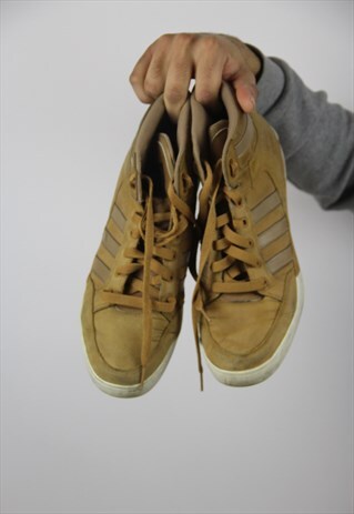 VINTAGE ADIDAS TAN HIGH-TOP TRAINERS