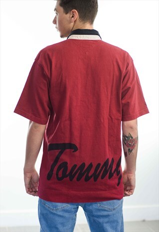 VINTAGE TOMMY HILFIGER BIG LOGO SHIRT 90S M 15.7