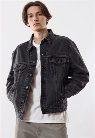 VINTAGE MENS LEVIS TRUCKER WASHED FADED JEANS DENIM JACKET