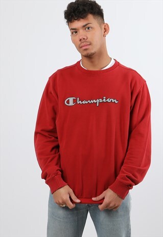 VINTAGE CHAMPION EMBROIDERED SPELL OUT SWEATSHIRT