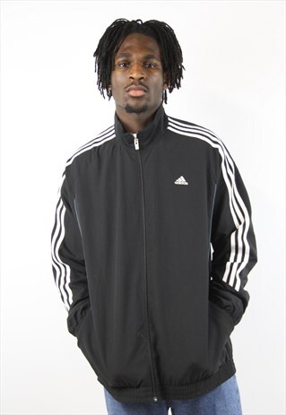 VINTAGE ADIDAS BLACK SPORTS ZIP-UP JACKET