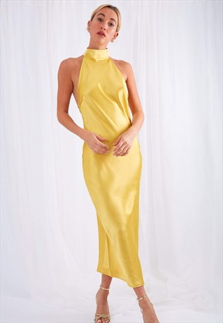 RALEIGH HALTERNECK DRESS - YELLOW OCHRE
