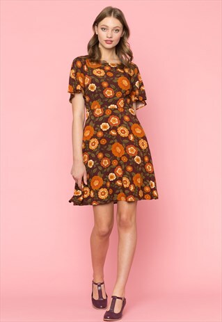 MAROON FLOWER PRINT DRESS