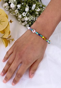 Love Heart Gemstone And Pearl Bracelet 90s Y2K Jewellery
