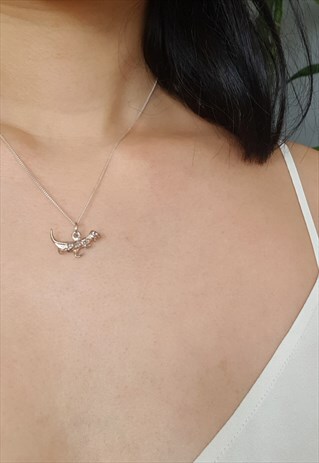 VINTAGE STERLING SILVER TYRANNOSAURUS REX NECKLACE