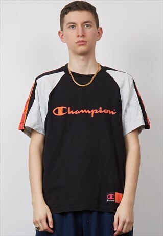 VINTAGE 90'S CHAMPION TAPE NEON/ BLACK T-SHIRT