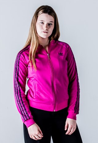 VINTAGE Y2K ADIDAS TRACK TOP IN FUCHSIA PINK