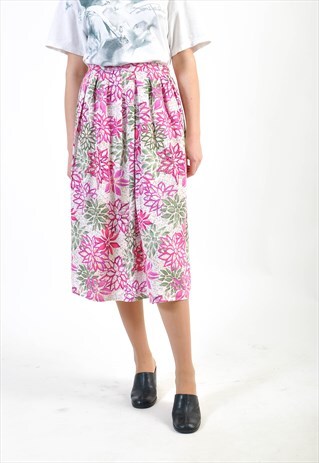 VINTAGE 80'S MIDI SKIRT IN FLOWER PRINT