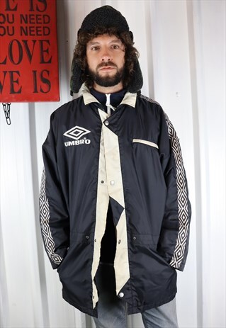 VINTAGE BLACK AND WHITE FOOTBALL UMBRO WINTER JACKET