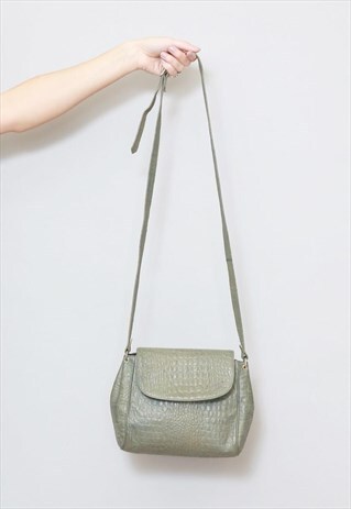 VINTAGE 1970'S L'ARTIGIOUO NAUOLO GREEN MOC CROC HANDBAG