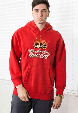 VINTAGE BUDWEISER RACING T-SHIRT LOGO 90S M 22.9