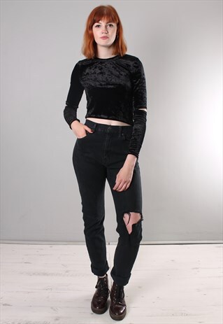 VINTAGE 90S LEVI'S BLACK RIPPED HIGH WAISTED JEANS