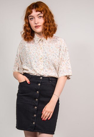 VINTAGE 90'S FLORAL PATTERN SUMMER SHORT SLEEVE SHIRT