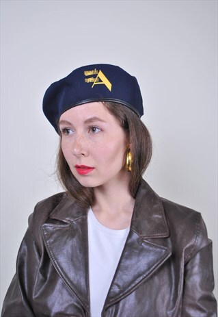 80S BLUE ITALIAN BERET, VINTAGE WOMEN SPRING CUTE HAT
