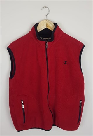 VINTAGE CHAMPION FLEECE GILET RED