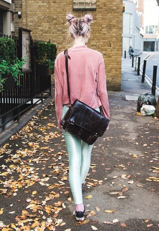 80'S CLASSIC STYLE COCO LEATHER MESSENGER SATCHEL