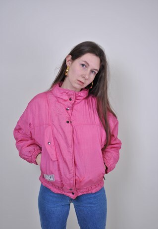 80S PINK SPORT JACKET, VINTAGE COLORFUL FESTIVAL TRACK TOP