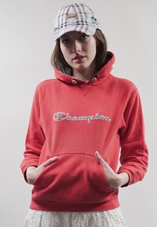VINTAGE 90'S CHAMPION 3D LOGO RED HOODIE