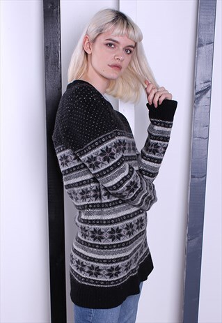 VINTAGE 90S PATTERNED JUMPER. OVERSIZED.