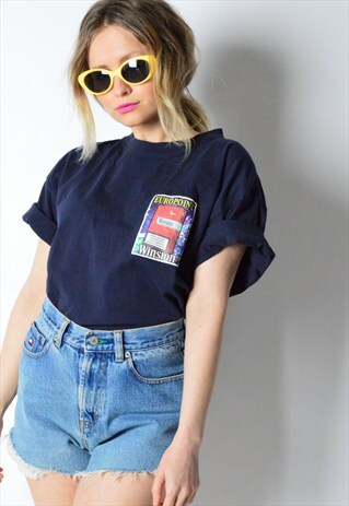 VINTAGE 90S NAVY BLUE T-SHIRT