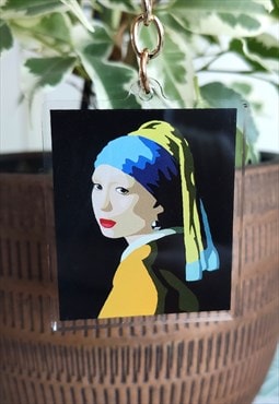 Pearl Lady Painting Portrait Art - Acrylic Keychain