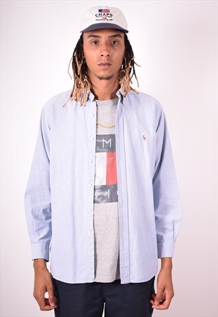 RALPH LAUREN MENS VINTAGE SHIRT LARGE BLUE 90S