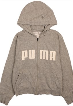 Vintage 90's Puma Hoodie Spellout Full Zip Up Grey XLarge