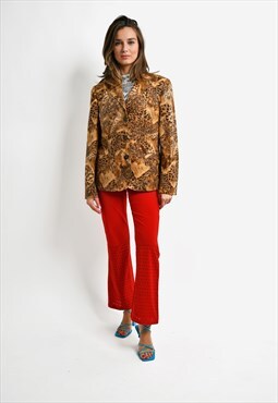 Vintage Y2K leopard print jacket in brown 2000s style blazer