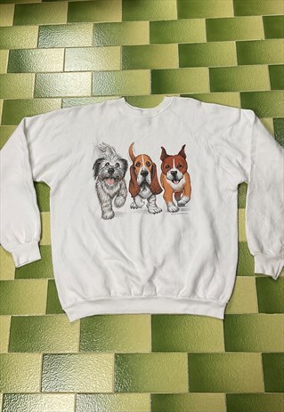 VINTAGE THREE DOG BREEDS DOUBLE SIDED PRINT SWEATSHIRT