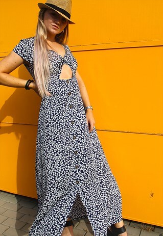 NEW BAILEY NAVY BLUE FLORAL PRINT MAXI DRESS