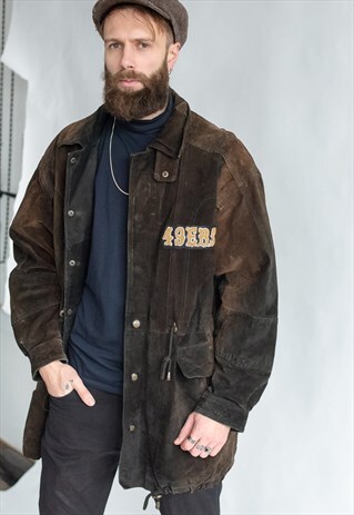VINTAGE 70S AVIATOR STYLE LOGO JACKET IN SUEDE